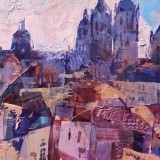 Torres de Salamanca en violetas - 21x21