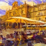 Sombrillas en la plaza mayor de Salamanca - 100x81 cm