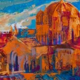 Catedral de Zamora en naranjas - 33x33 cm