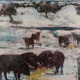 Toros en invierno - 100x100 cm