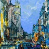 Hora azul en la Gran Vía de Madrid - 100x100 cm