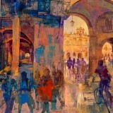 Entrando en la plaza mayor de Salamanca - 100x100 cm