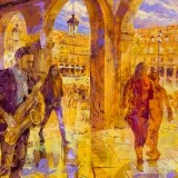 Jazz saxo en la Plaza Mayor - 100x100 cm