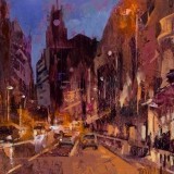 Nocturno en la Gran Vía de Mdrid - 33x33 cm