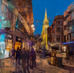 Nocturno en la calle Toro de Salamanca - 100x100cms