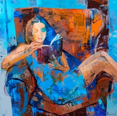 Lectura en el sillón - 50x50 cms